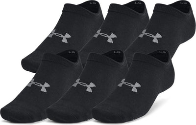 Under armour ua essential no show 6pk chaussettes de sport unisexes - noir - gris