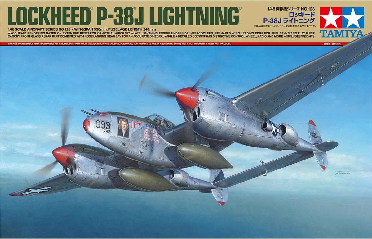 Tamiya – kit de construction de véhicules militaires, 61123 us lockheed p-38 j Lightning Plastic, 1:48, modélisme