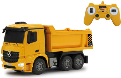 Jamara véhicule radiocommandé - 405108 camion radiocommandé Mercedes-Benz Arocs camion-benne - jaune - modèle RC 2,4 GHz prêt à l'emploi - voiture contrôlable 1:26