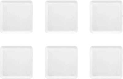 Médard de noblat - yaka blanc - assiette plate carrée 25,5x25,5 cm - 6 pièces - porcelaine