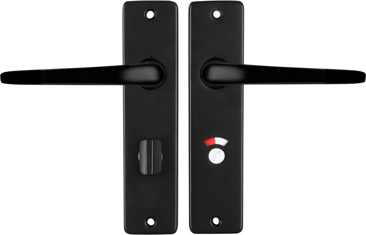 Poignée de porte Starx noire - ferrures de porte - bouclier de porte avec serrure de toilette (wc63 - 8) - poignée de porte pouce