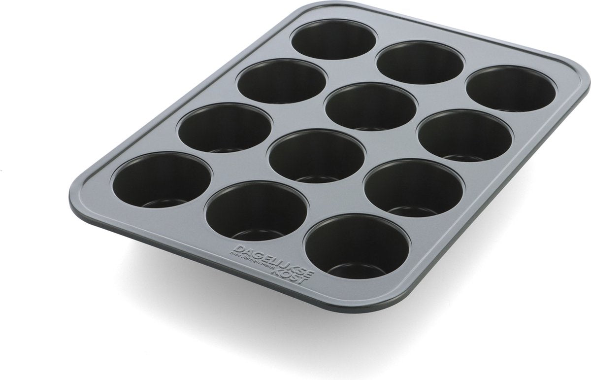 Moule à muffins repas du jour 12 pcs - sans PFA - tôle d'acier aluminisée - vert olive
