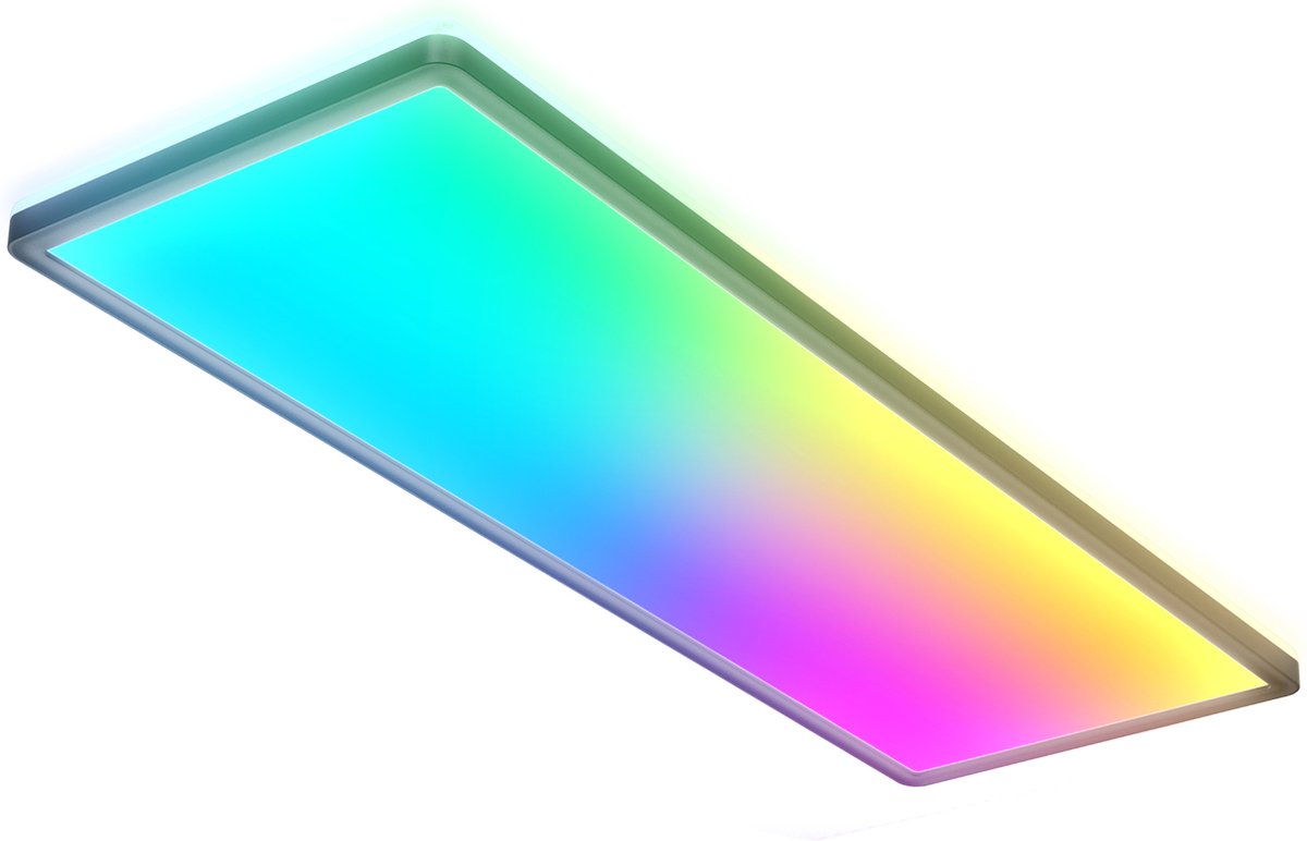B.K. light - Plafonnier LED RGB - noir - dimmable - avec lumière indirecte - lumière colorée - avec télécommande - L: 58cm