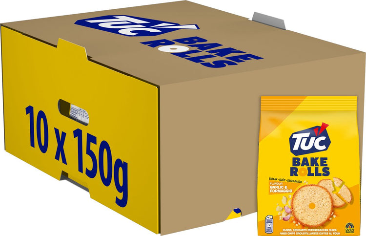 Tuc bake rolls crackers ail formaggio 10 x 150g - pour boissons - bretzels - crackers - snack - sympa avec le film - toasts - toasts - sel