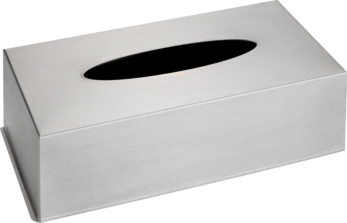 Wenko boîte à mouchoirs en acier inoxydable mat 25x12x8cm - boîte à mouchoirs en acier inoxydable - porte-mouchoirs - boîte à mouchoirs - boîte à mouchoirs sur pied ou murale, avec fond
