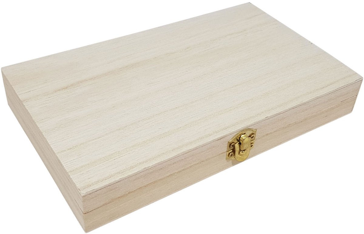Boîte rectangle avec couvercle en bois paulownia