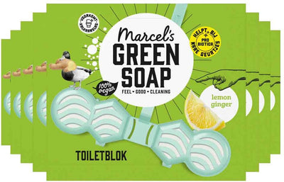 Bloc WC savon vert Marcel's - citron gingembre - 8 x 35 grammes