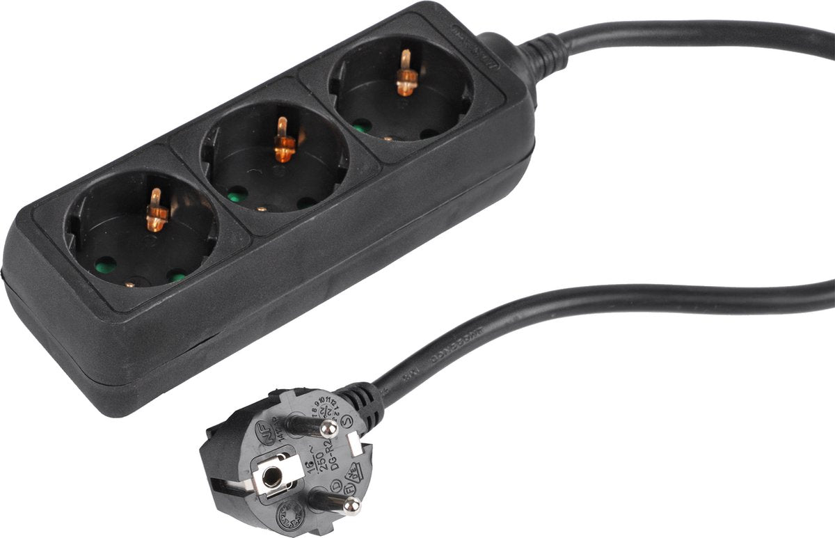 Prise Q-link - 3 voies - mise à la terre - 3 x 1,5 mmâ² - 3 m - noir