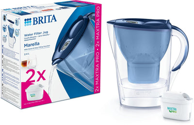 Brita - carafe filtrante - marella cool - 2,4l - bleu - incl. 2 cartouches de filtre à eau tout-en-1 maxtra pro - pack économique