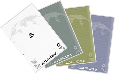 Blocs de cours Aurora - à carreaux - recyclés - 70g - a4 - 100 feuilles - 10 blocs-notes