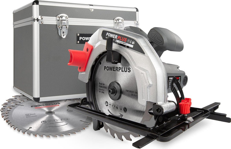 Scie circulaire électrique Powerplus poweset4 - outil compact 1200w, ø185mm - guide latéral - avec 4 acc.