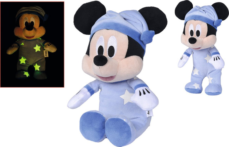 Simba Disney peluche figurine bonne nuit Mickey brille dans le noir 25 cm peluches