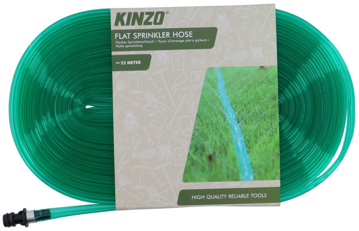 Tuyau de pulvérisation plat Kinzo 25m - tuyau de pulvérisation pour fleurs de pelouse - tuyau d'arrosage