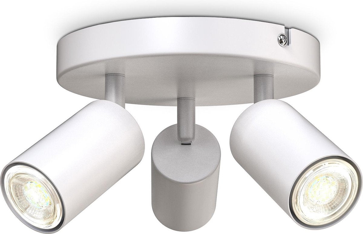 B.k.licht - spots en saillie - spot de plafond avec 3 points lumineux - plafonnier blanc - barre rotative - inclinable - raccord gu10