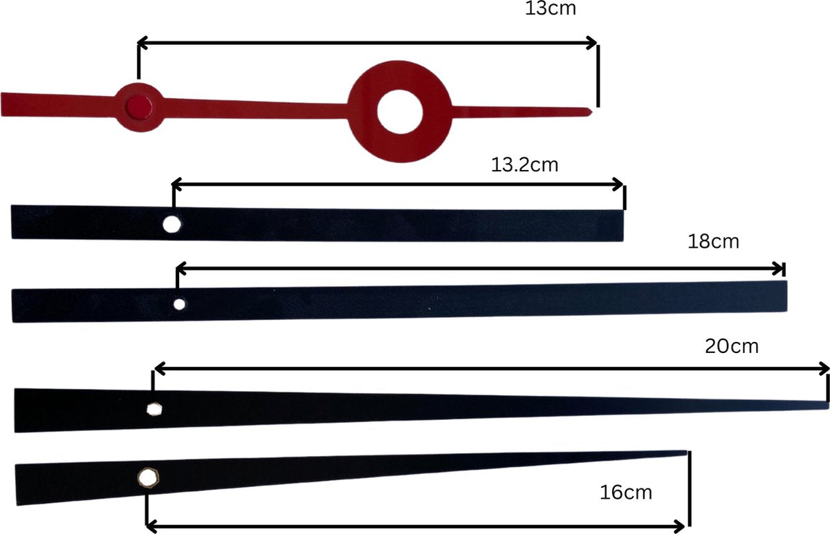 Nexttime diy – pièces d'horloge – set xl – métal – noir – mouvement silencieux + aiguilles