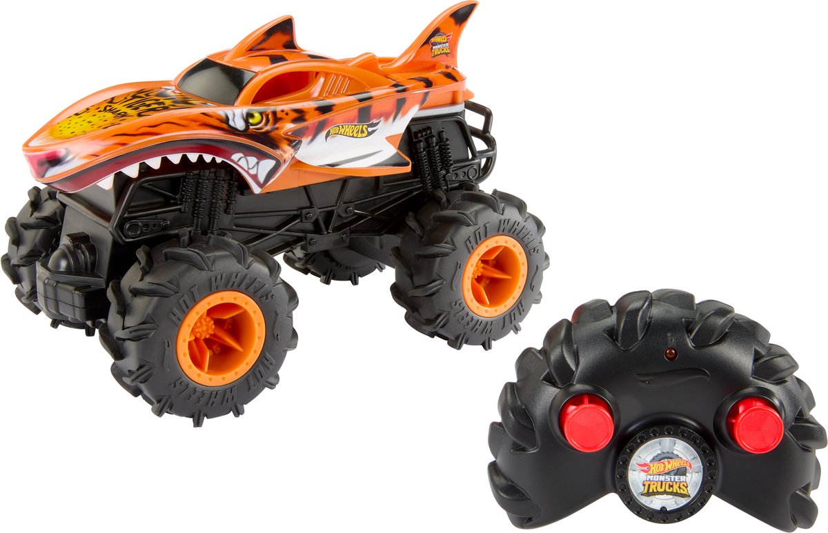Hot Wheels Monster Trucks Véhicule radiocommandé HW Tiger Shark à l'échelle 1:24