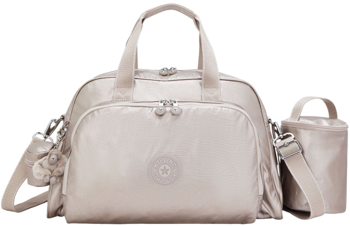 Kipling sac à langer basic plus camama baby bag métallisé lueur couleur or rose