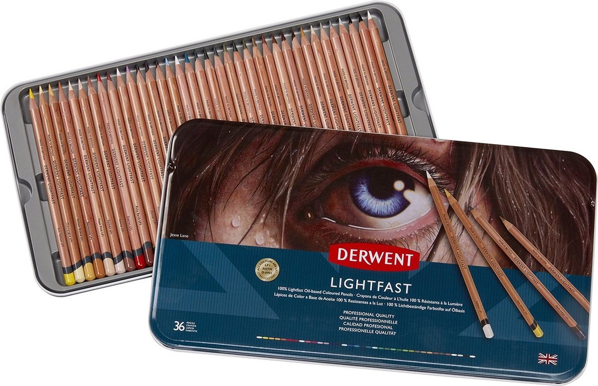 Derwent boîte résistante à la lumière 36 couleurs
