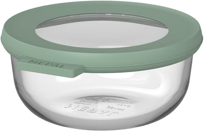 Récipient alimentaire en verre Mepal rond cirqula - 350 ml - récipients alimentaires en verre - résistant à la chaleur jusqu'à 550 °c. sans couvercle - contenants de préparation de repas - sauge nordique