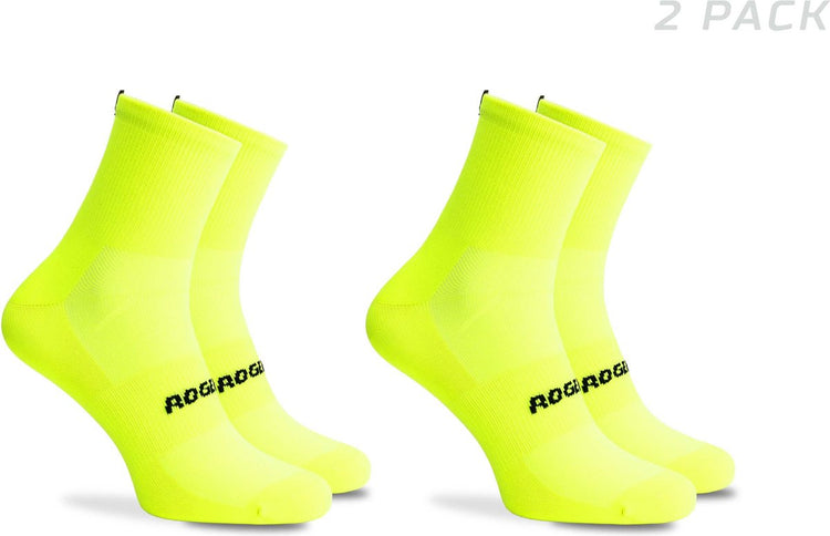 Rogelli chaussettes de cyclisme essentielles - lot de 2 - jaune fluo - 36 39