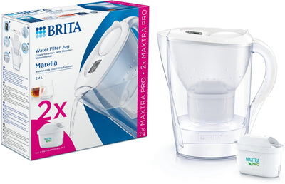 Brita - carafe filtrante - marella cool - 2,4l - blanc - incl. 2 cartouches filtrantes tout-en-1 maxtra pro - pack économique
