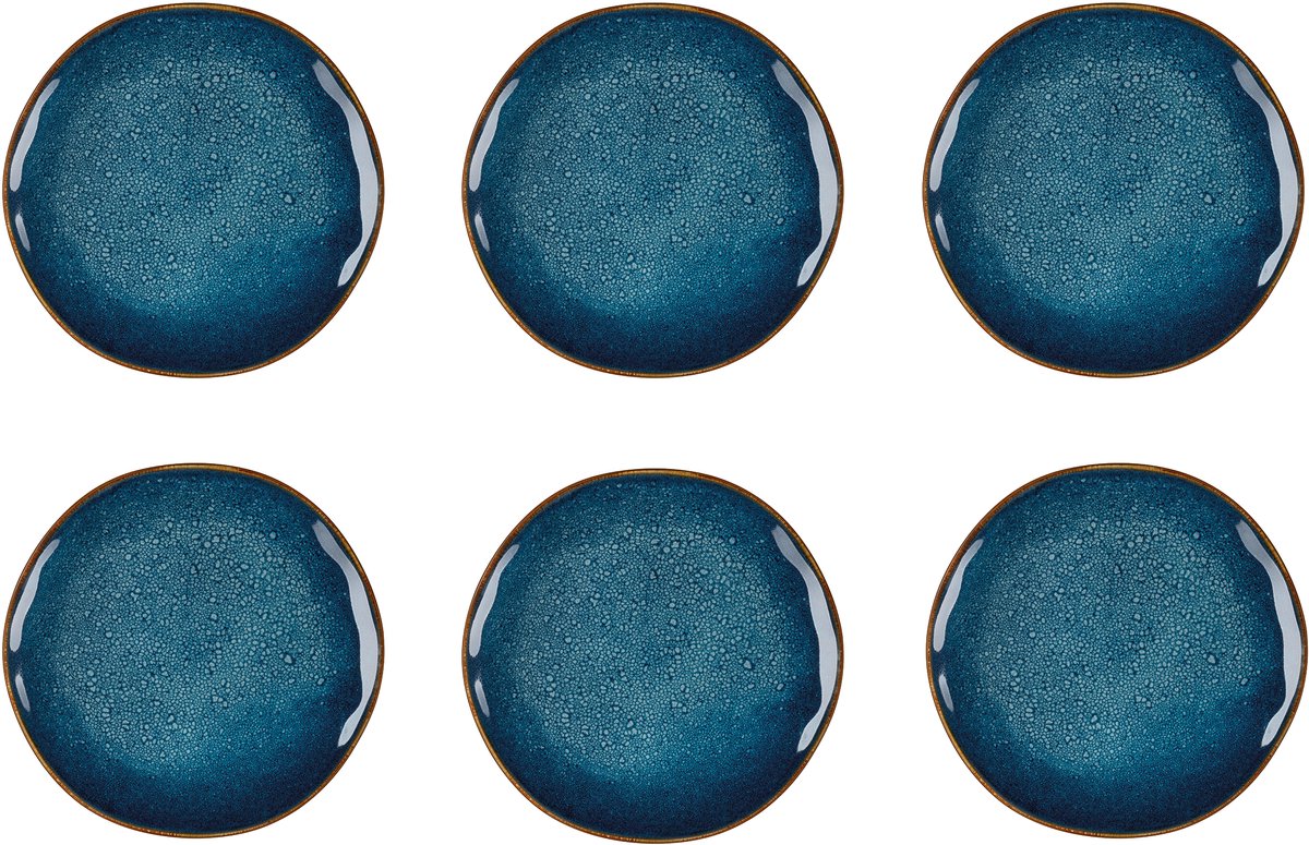 Médard de noblat - vertigo denim - assiettes plates 27 cm - 6 pièces - grès