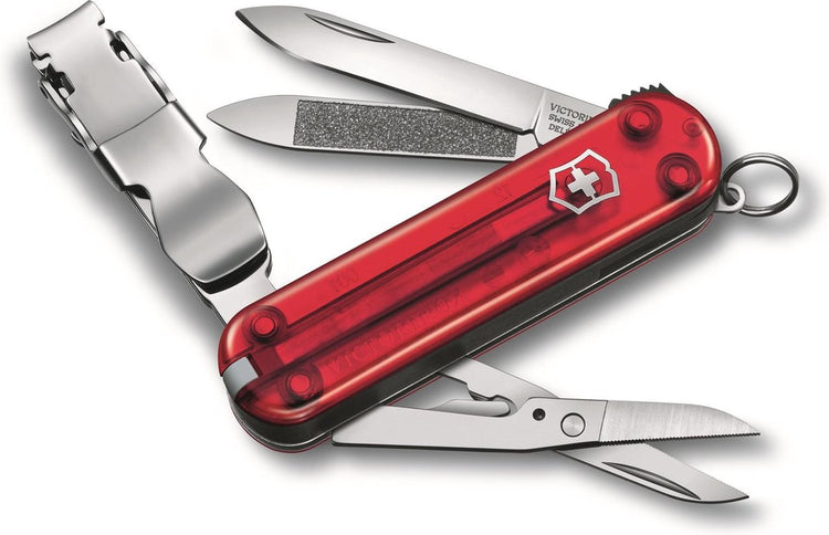 Victorinox nail clip 580 couteau de poche 8 fonctions rouge transparent