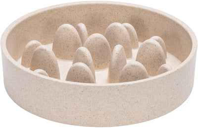 Designed by lotte pom bac à litière anti-tabac pour chat - chat à alimentation lente - bol de nourriture - passe au lave-vaisselle - bambou - beige - 410 ml
