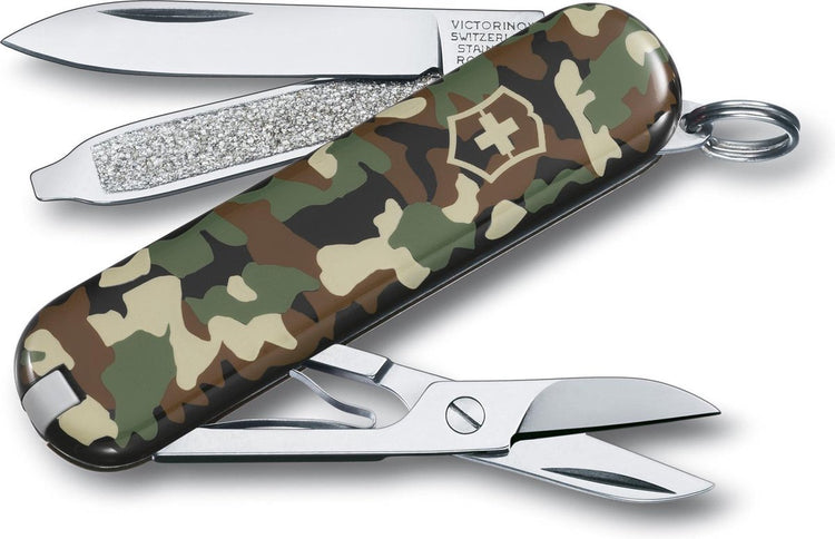 Petit couteau de poche Victorinox avec ciseaux et tournevis - 7 fonctions - SD classique - camouflage