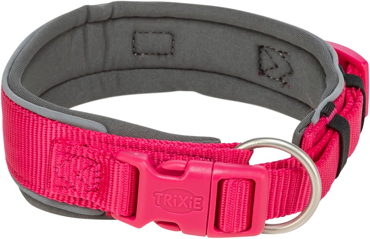 Collier pour chien Trixie - extra large fuchsia 27-35cm - semi-glissant en polyester réfléchissant