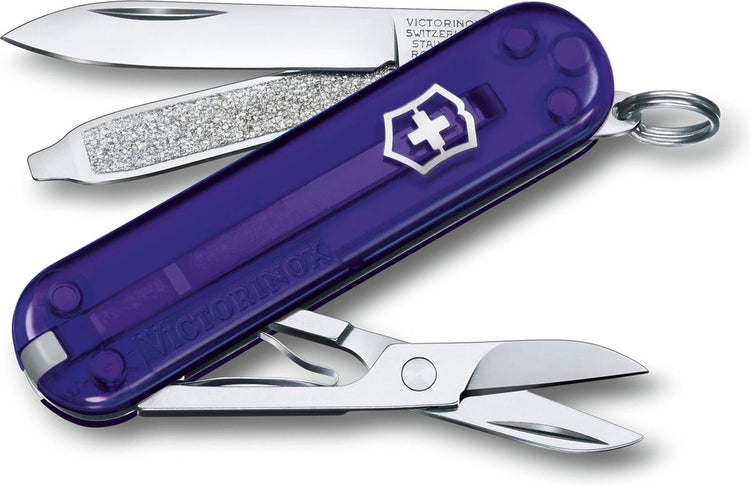 Couteau de poche transparent Victorinox classic SD - indigo persan - 7 fonctions