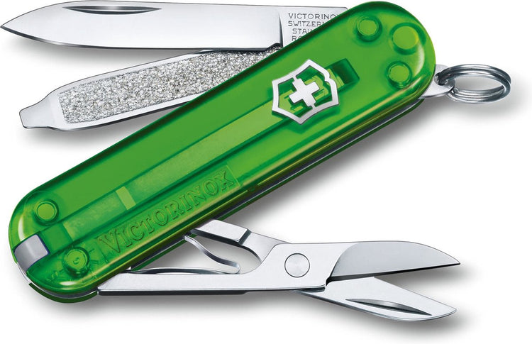 Couteau de poche transparent Victorinox classic SD - thé vert - 7 fonctions
