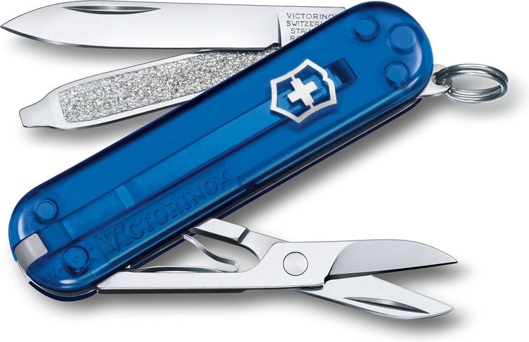 Couteau de poche transparent Victorinox classic SD - océan profond - 7 fonctions
