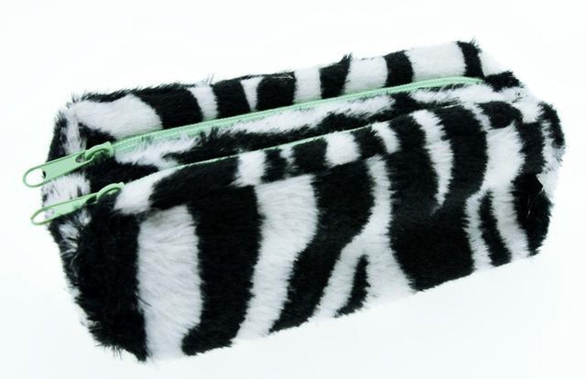 Trousse Kangaro - bla bla - fourrure zèbre - 18x8x7cm - trousse à dessin - k-pm520031