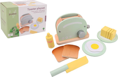 Jouéco set de jeu grille-pain junior 18,5 x 13 cm bois 6 pièces