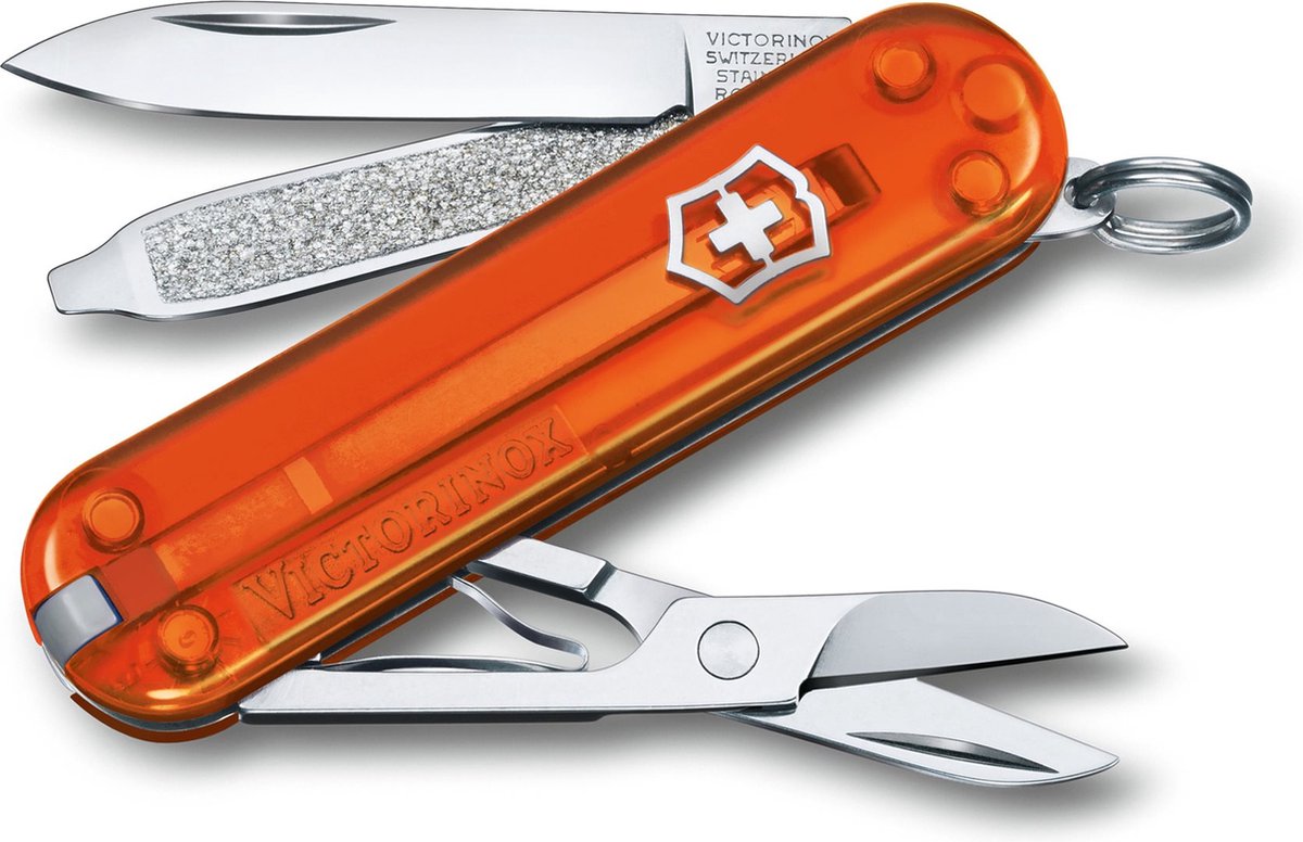 Couteau de poche transparent Victorinox classic SD - opale de feu - 7 fonctions