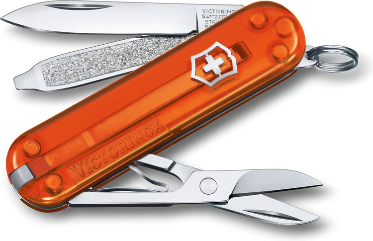 Couteau de poche transparent Victorinox classic SD - opale de feu - 7 fonctions