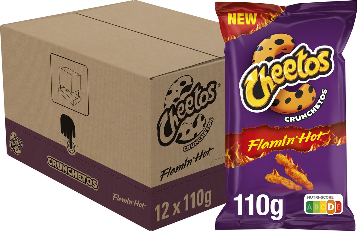 Cheetos crunchetos flamin' hot bag (12x 110gr)