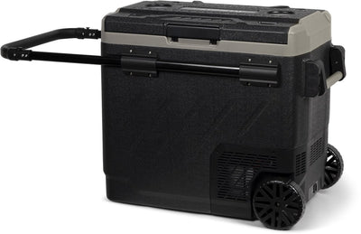 Steamy-e glacière électrique à rouleau double zone à compresseur sur roulettes - double zone - 58 litres - 12v et 230v - pour voiture et camping - noire