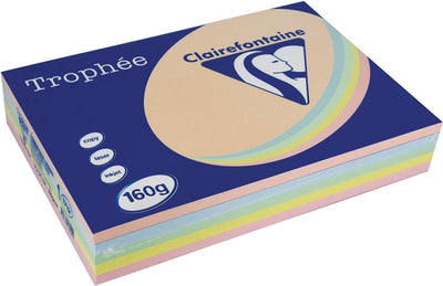 Clairefontaine - trophée pastel - a4 - couleurs assorties - 160 grammes - 5 x 50 feuilles