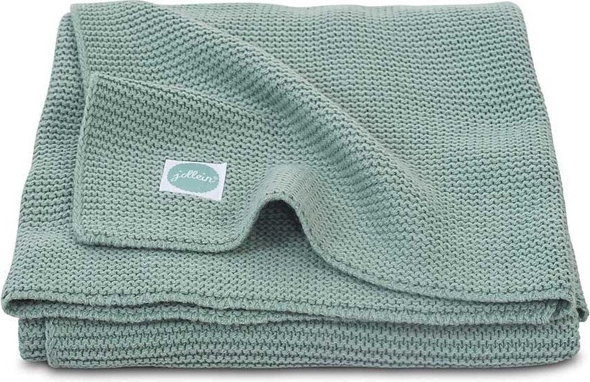 Jollein couverture bébé berceau 100x150cm - tricot basique - vert forêt