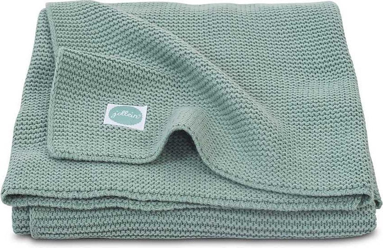 Jollein couverture bébé berceau 100x150cm - tricot basique - vert forêt