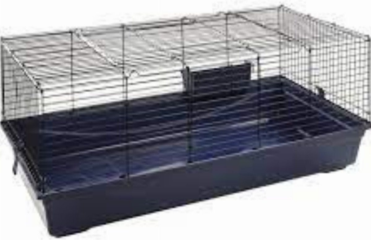 Petsfirst cage pour rongeurs jip - bleu noir - cobayes - lapin nain - 120 cm l - 59 cm l - 50 cm h