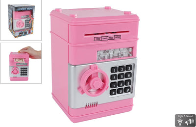 Coffre-fort avec code secret rose, 19,5 cm
