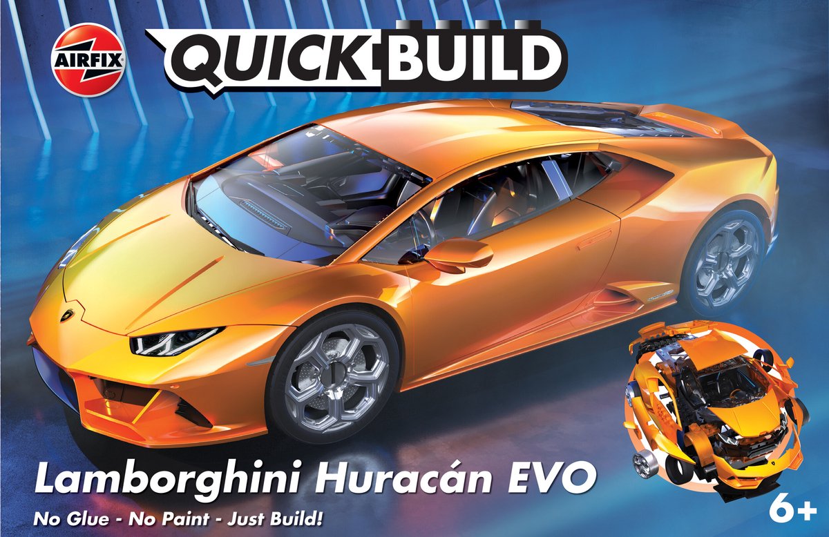 Kit de modèle Airfix voiture - j6058 quickbuild lamborghini huracan evo - orange - plastique de voiture de sport - - modélisme