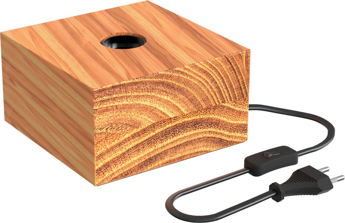 Lampe de table Calex carrée - Scandinave - Culot E27 - Bois FSC - excl. source de lumière