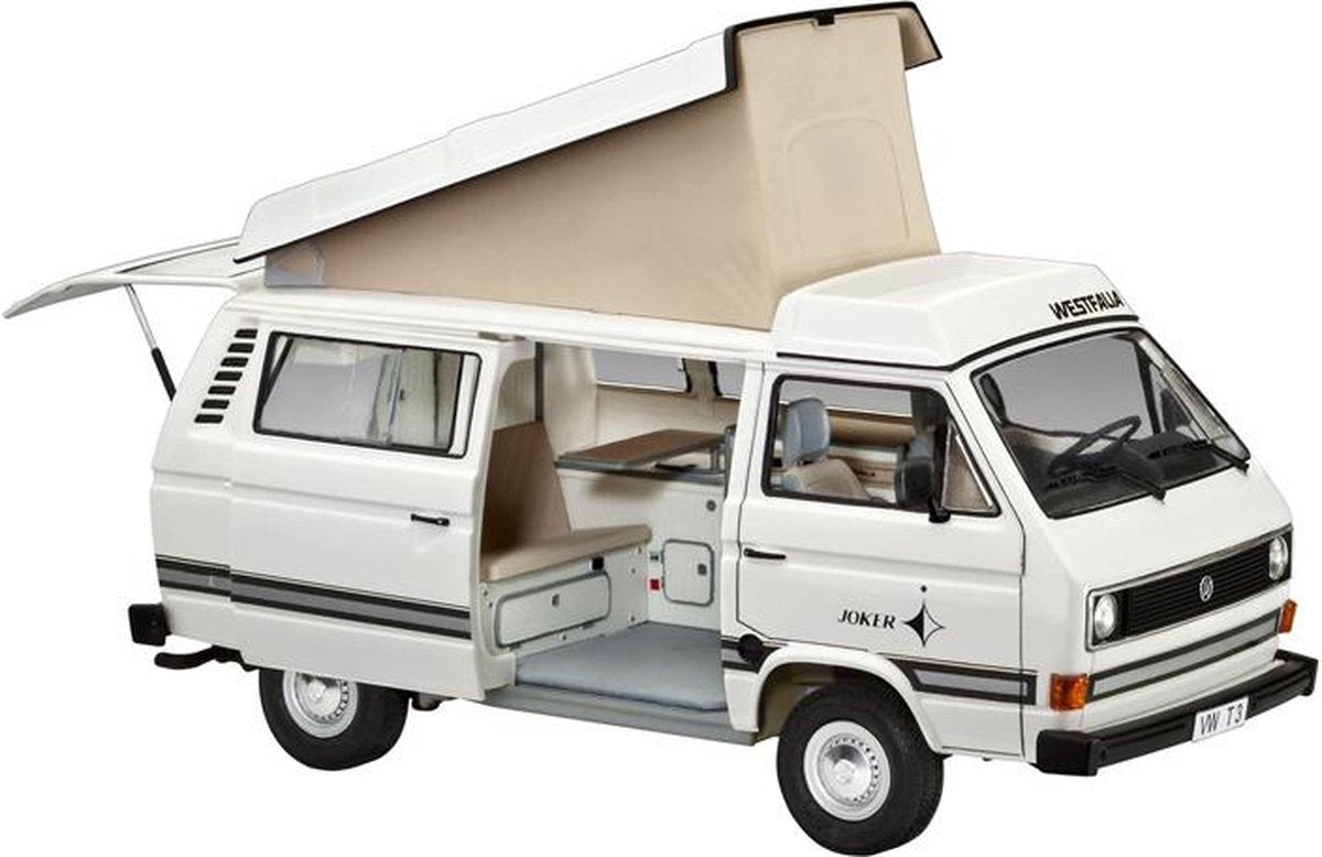 Revell modèle kit voiture - 07344 volkswagen t3 camping-car - camping-car allemand en plastique - 1:25 - modélisme