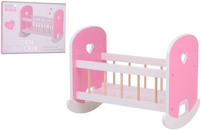 Berceau de poupée en bois Johntoy bébé rose berceau à bascule lit jouet.