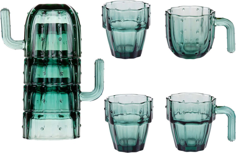 Verres à boire Alpina en forme de cactus - empilables - 240 ml - lot de 4 - vert