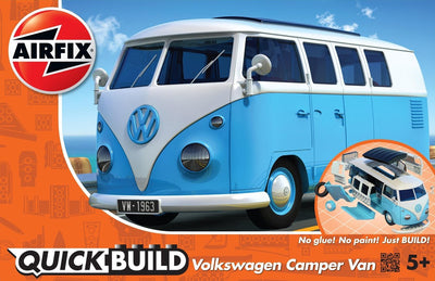 Kit de construction de maquettes Airfix voiture - j6024 quickbuild volkswagen vw camping-car - bleu - plastique blanc - - modélisme
